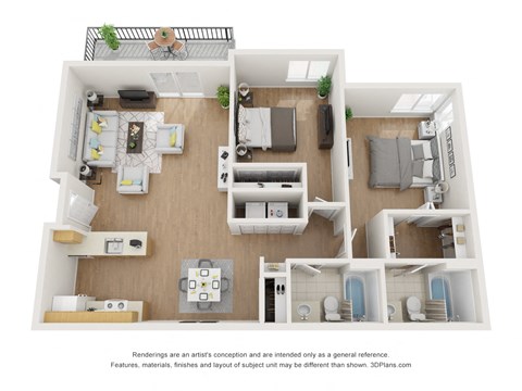 B1 Floorplan - two bed two bath